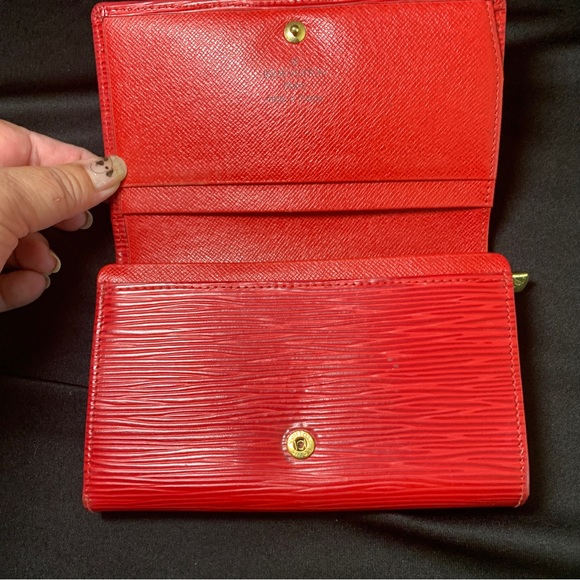 Louis Vuitton Handbags - Preloved Rare Louis Vuitton Red Epi Porte Monnaie Billets Tresor Bifold Wallet